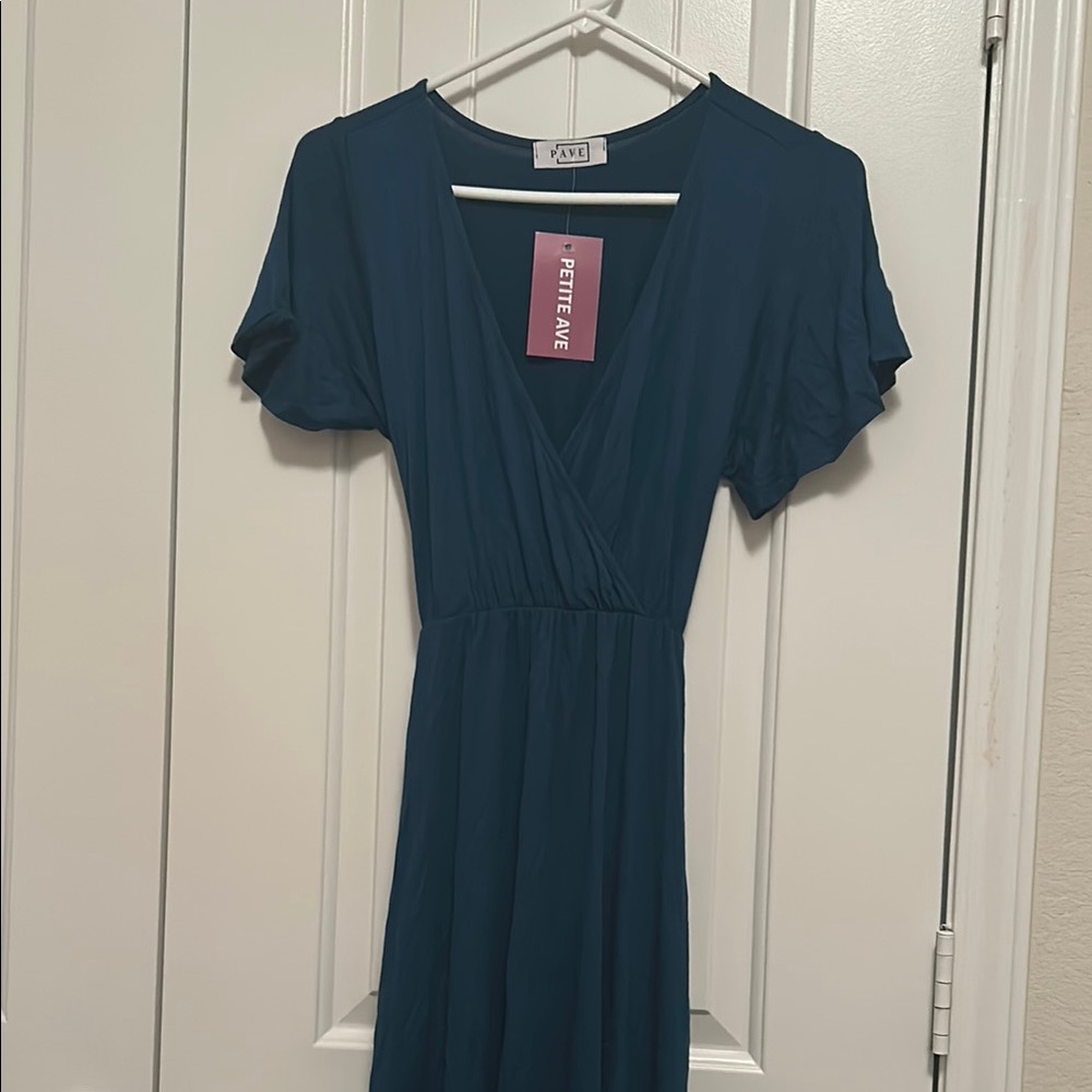 Teal V-Neck Dress